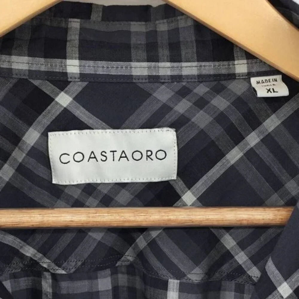 Coastaoro Short Sleeve Plaid‎ Shirt XL New